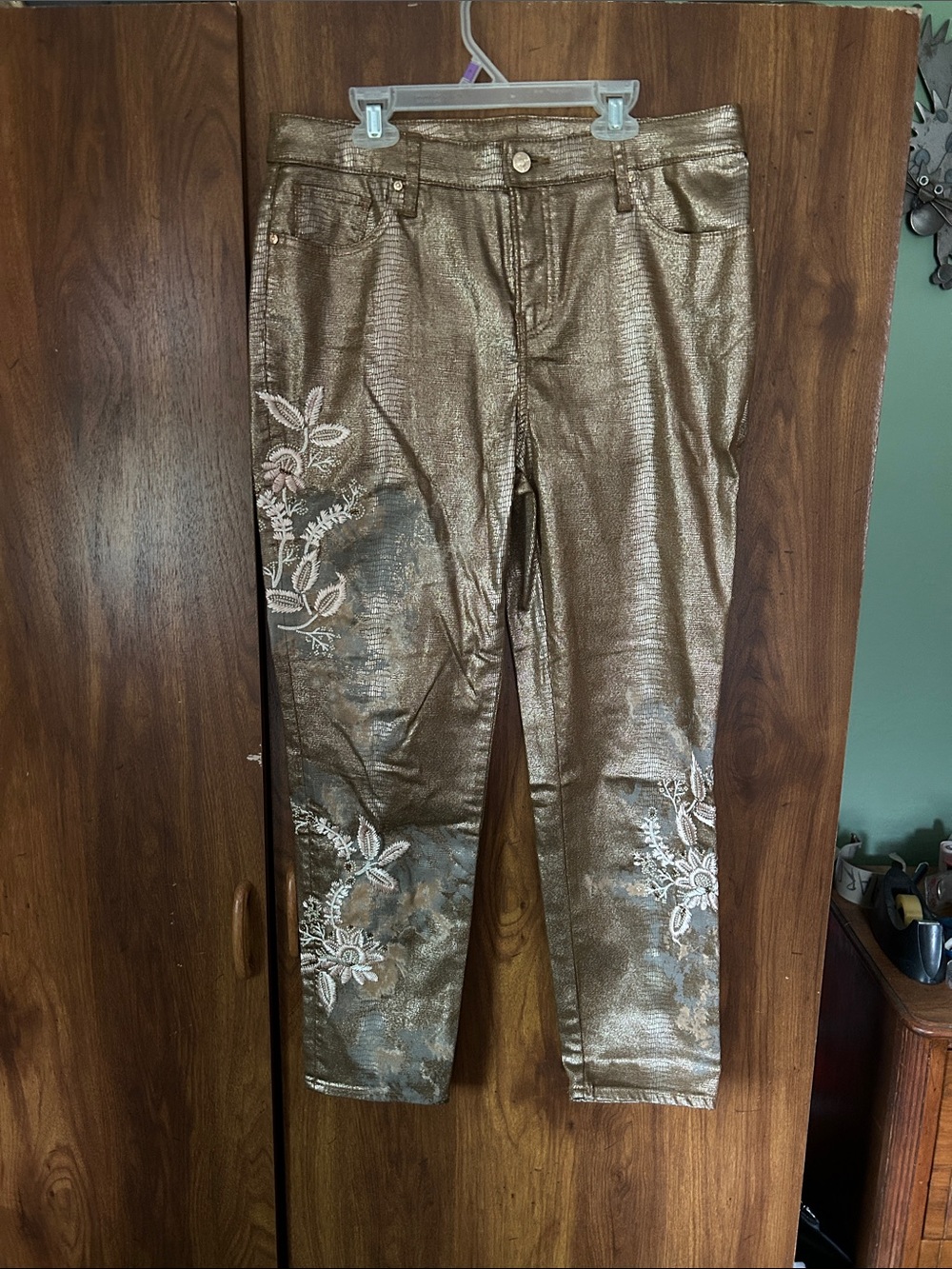Chico’s Metallic Gold Embroidered Women's Jeans